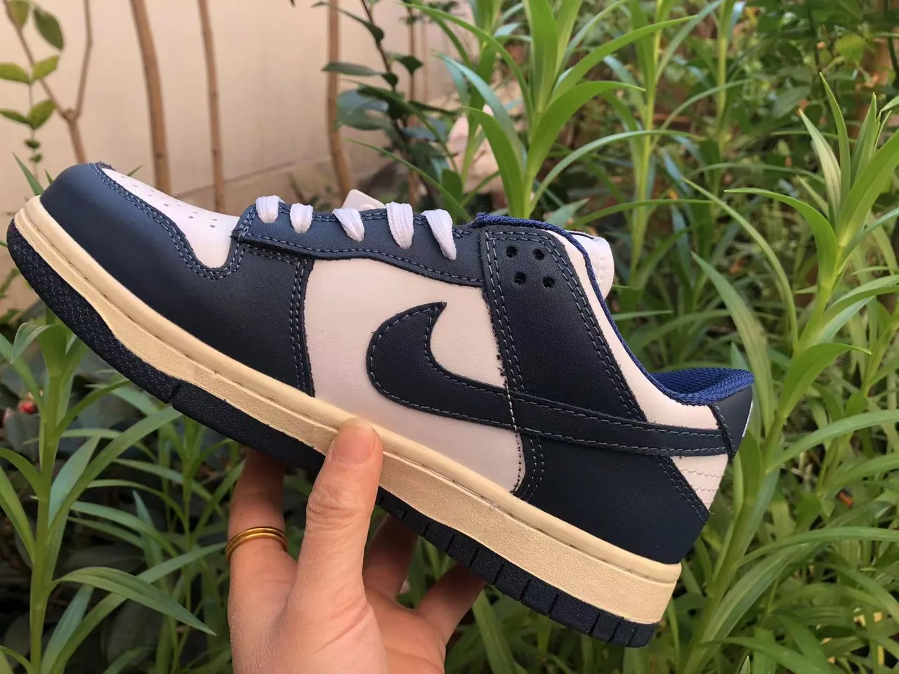 Nike Dunk Low Navy and Cream Lifestyle Sneakers 4