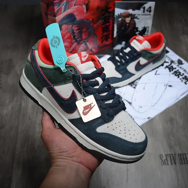 Nike Dunk Low Navy Red Suede-Leather Mix Lifestyle Sneakers 2