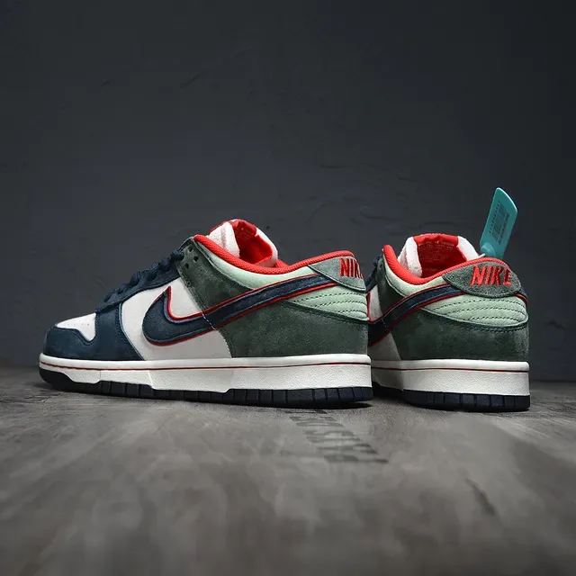 Nike Dunk Low Navy Red Suede-Leather Mix Lifestyle Sneakers 3