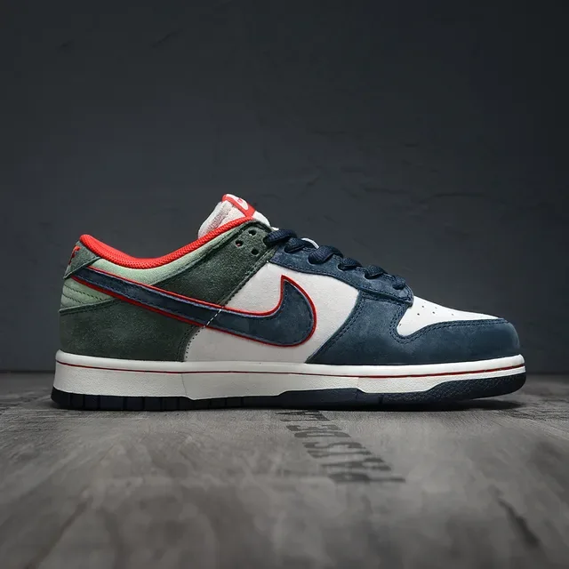 Nike Dunk Low Navy Red Suede-Leather Mix Lifestyle Sneakers 6