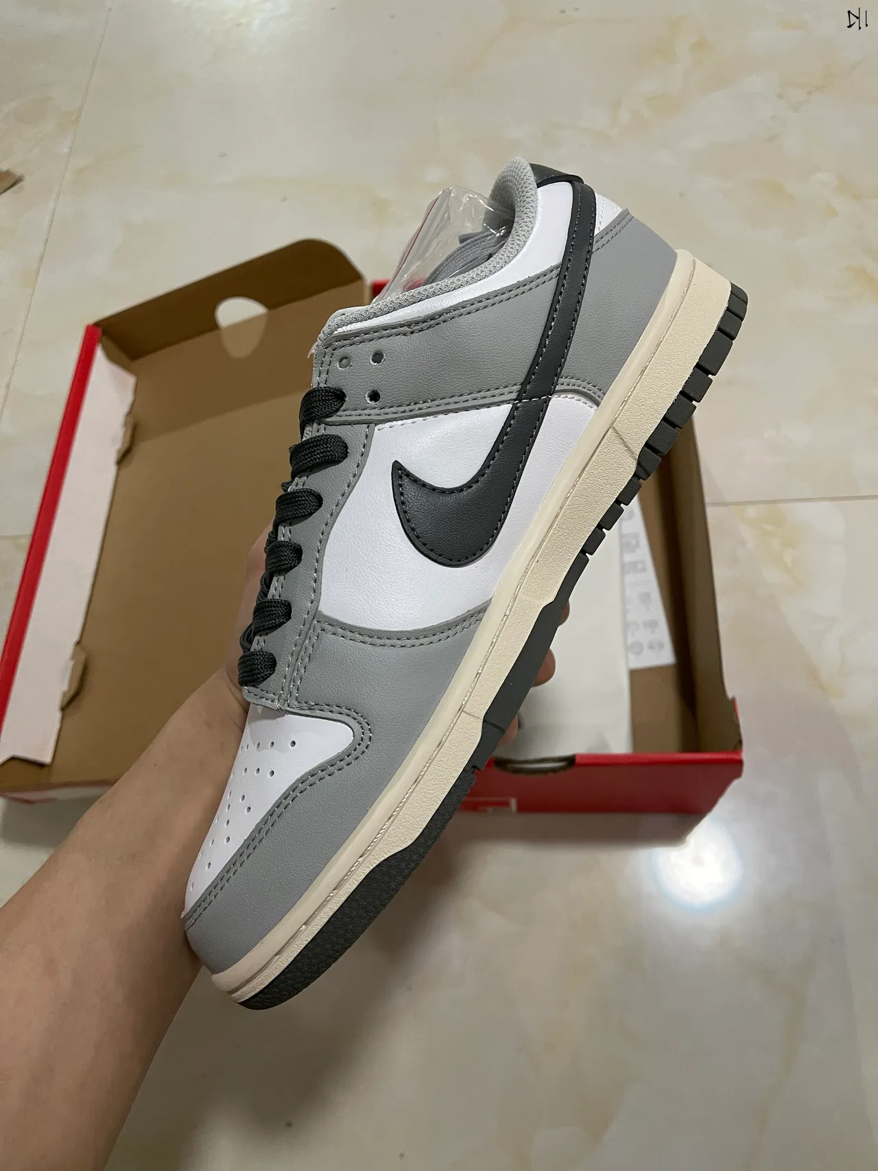 Nike Dunk Low White Gray Black Lifestyle Sneakers 4