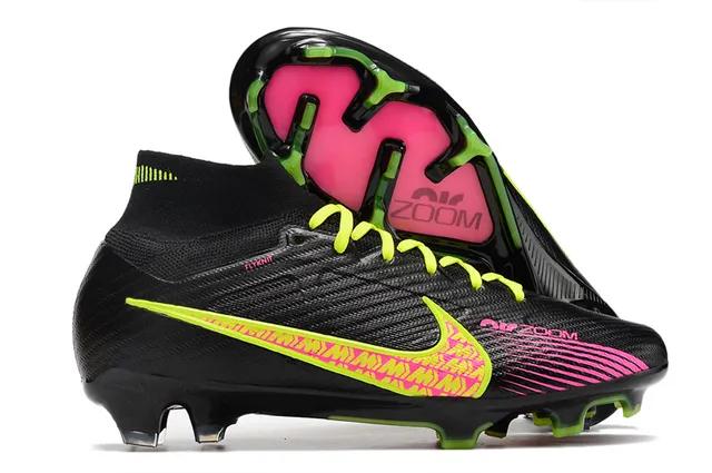 Nike Flyknit Air Zoom Noir Multicolore Haut-Coupé Supérieur Terrain Ferme Chaussures de Football 2