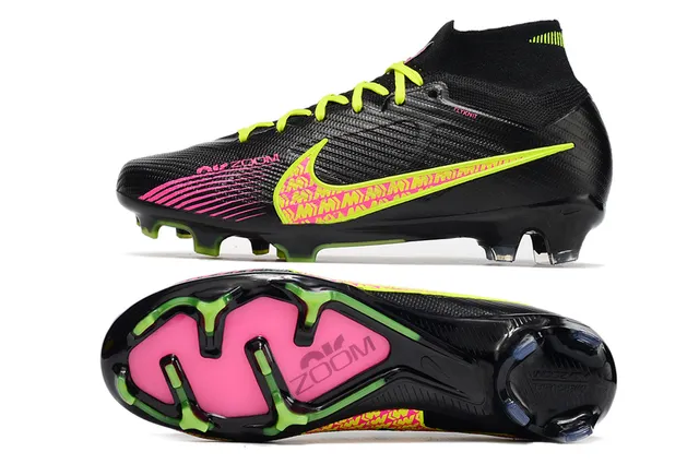 Nike Flyknit Air Zoom Noir Multicolore Haut-Coupé Supérieur Terrain Ferme Chaussures de Football 3