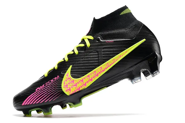 Nike Flyknit Air Zoom Noir Multicolore Haut-Coupé Supérieur Terrain Ferme Chaussures de Football 5