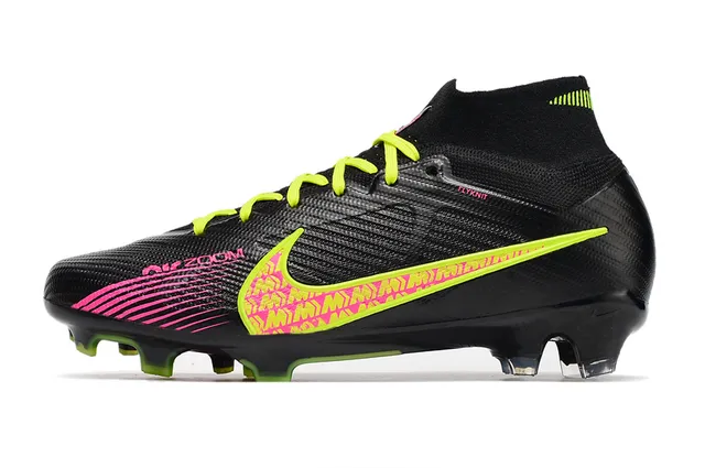 Nike Flyknit Air Zoom Noir Multicolore Haut-Coupé Supérieur Terrain Ferme Chaussures de Football 6