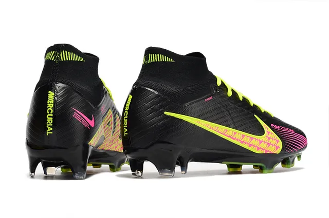 Nike Flyknit Air Zoom Noir Multicolore Haut-Coupé Supérieur Terrain Ferme Chaussures de Football 8