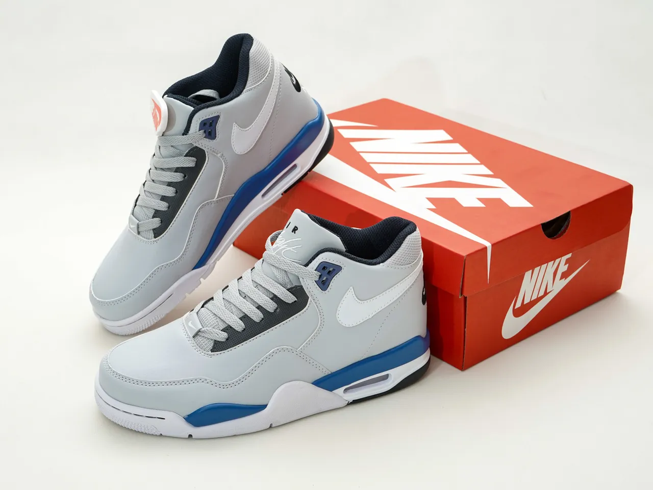 Nike Gray Blue High-Top Layered Upper Lifestyle Sneakers 4