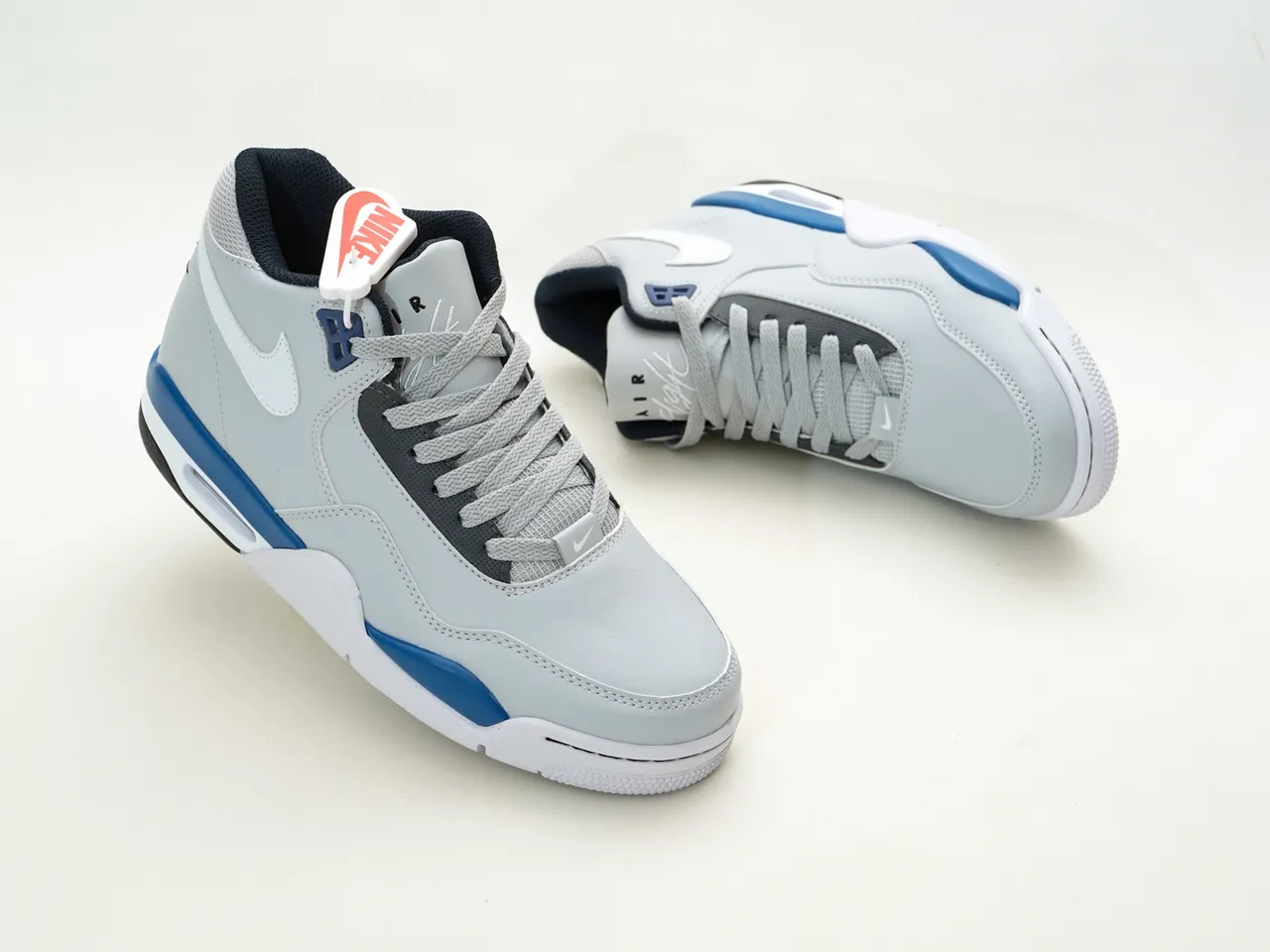 Nike Gray Blue High-Top Layered Upper Lifestyle Sneakers 5