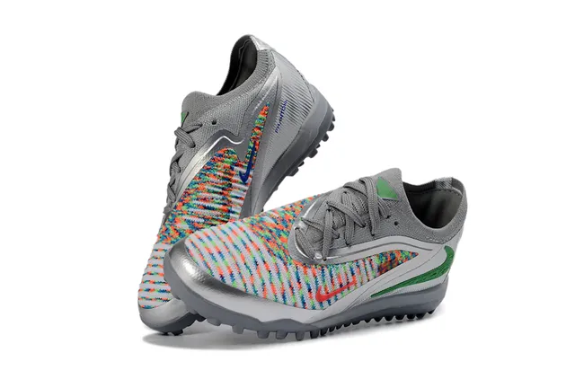 Nike Gris Multicolore Basse Flyknit Supérieur Turf Chaussures de football 2