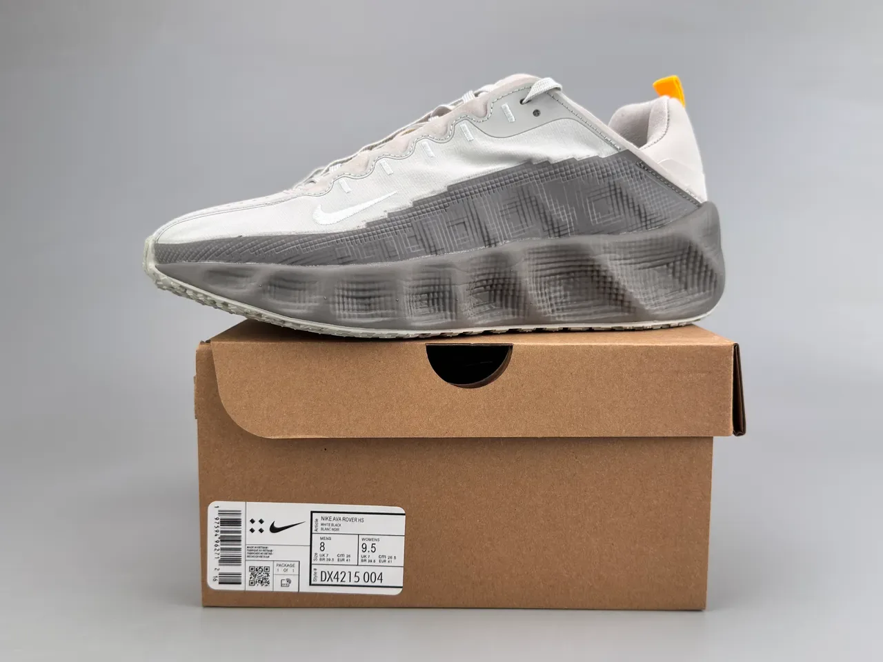 Nike Gray Orange Laceless Elastic Strap Pixelated Grid Cage Sneakers 2
