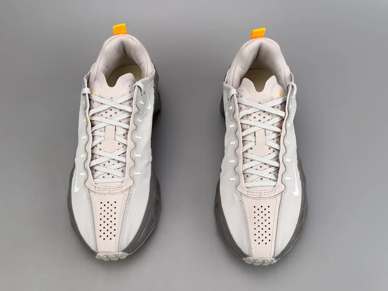 Nike Gray Orange Laceless Elastic Strap Pixelated Grid Cage Sneakers 5