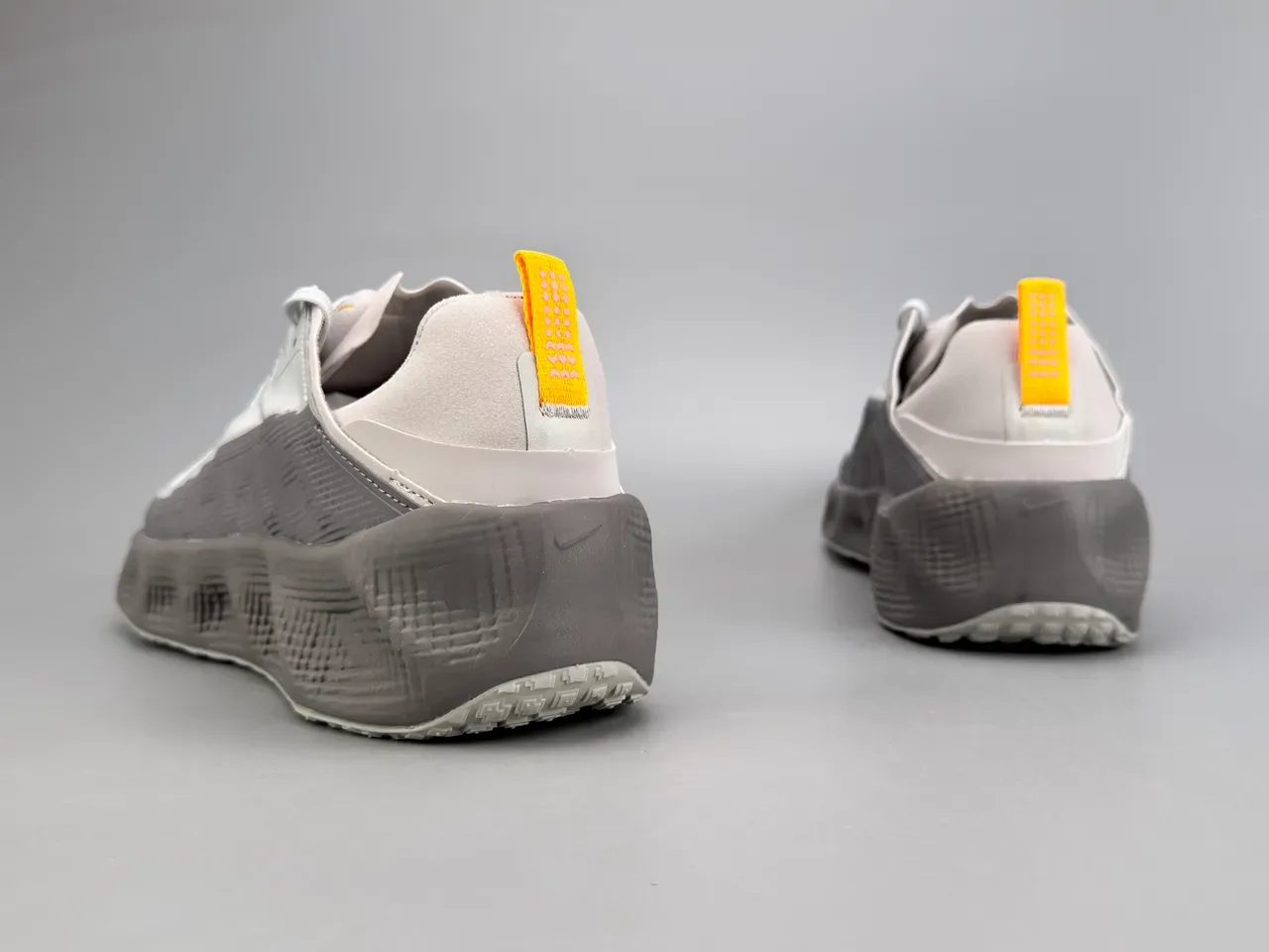 Nike Gray Orange Laceless Elastic Strap Pixelated Grid Cage Sneakers 8