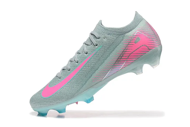 Nike Gray Pink Low-Cut Sock-Fit Upper Translucent Sole Unit Firm-Ground Soccer Shoes 5