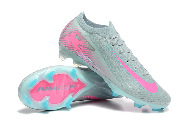 Nike Gray Pink Low-Cut Sock-Fit Upper Translucent Sole Unit Firm-Ground Soccer Shoes 6