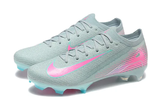 Nike Gray Pink Low-Cut Sock-Fit Upper Translucent Sole Unit Firm-Ground Soccer Shoes 8