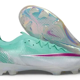 Nike Green Pink Low-Cut Sock-Fit Upper Iridescent Translucent Sole Firm-Ground Soccer Shoes