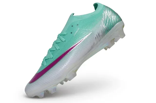 Nike Green Pink Low-Cut Sock-Fit Upper Iridescent Translucent Sole Firm-Ground Soccer Shoes 3