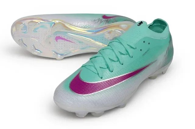 Nike Green Pink Low-Cut Sock-Fit Upper Iridescent Translucent Sole Firm-Ground Soccer Shoes 4