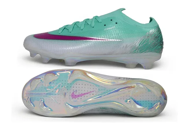 Nike Green Pink Low-Cut Sock-Fit Upper Iridescent Translucent Sole Firm-Ground Soccer Shoes 6