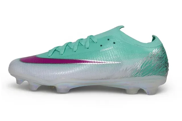 Nike Green Pink Low-Cut Sock-Fit Upper Iridescent Translucent Sole Firm-Ground Soccer Shoes 7