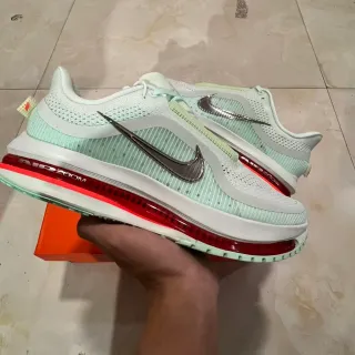 Nike Verde Rojo Visible Full-Length Air Zoom Unidad Ingenierizada Malla Parte Superior Zapatos de Running