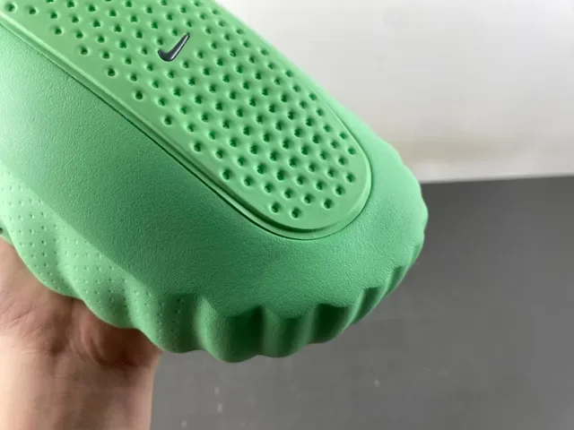 Nike Green Silver Molded Monochrome Perforated Upper Slippers 2