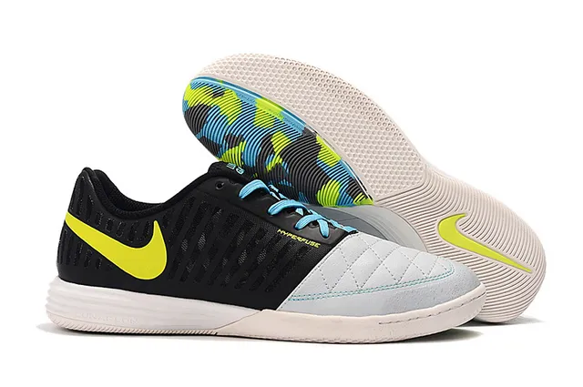 Nike Hypervenom Indoor branco e azul caixa de dedos acolchoada faixa listrada vertical de sintético overlay sapatos de futebol indoor 4