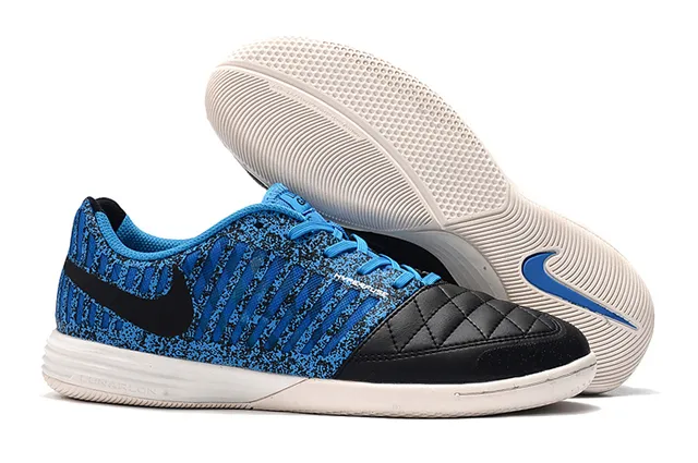 Nike Hypervenom Indoor branco e azul caixa de dedos acolchoada faixa listrada vertical de sintético overlay sapatos de futebol indoor 6