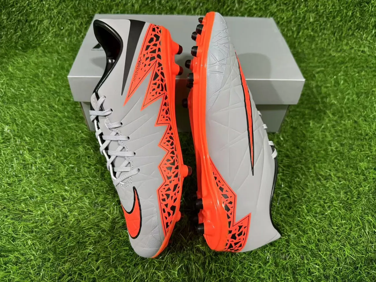 Nike Hypervenom Phantom Gray Orange Black Firm-Ground Soccer Shoes 3