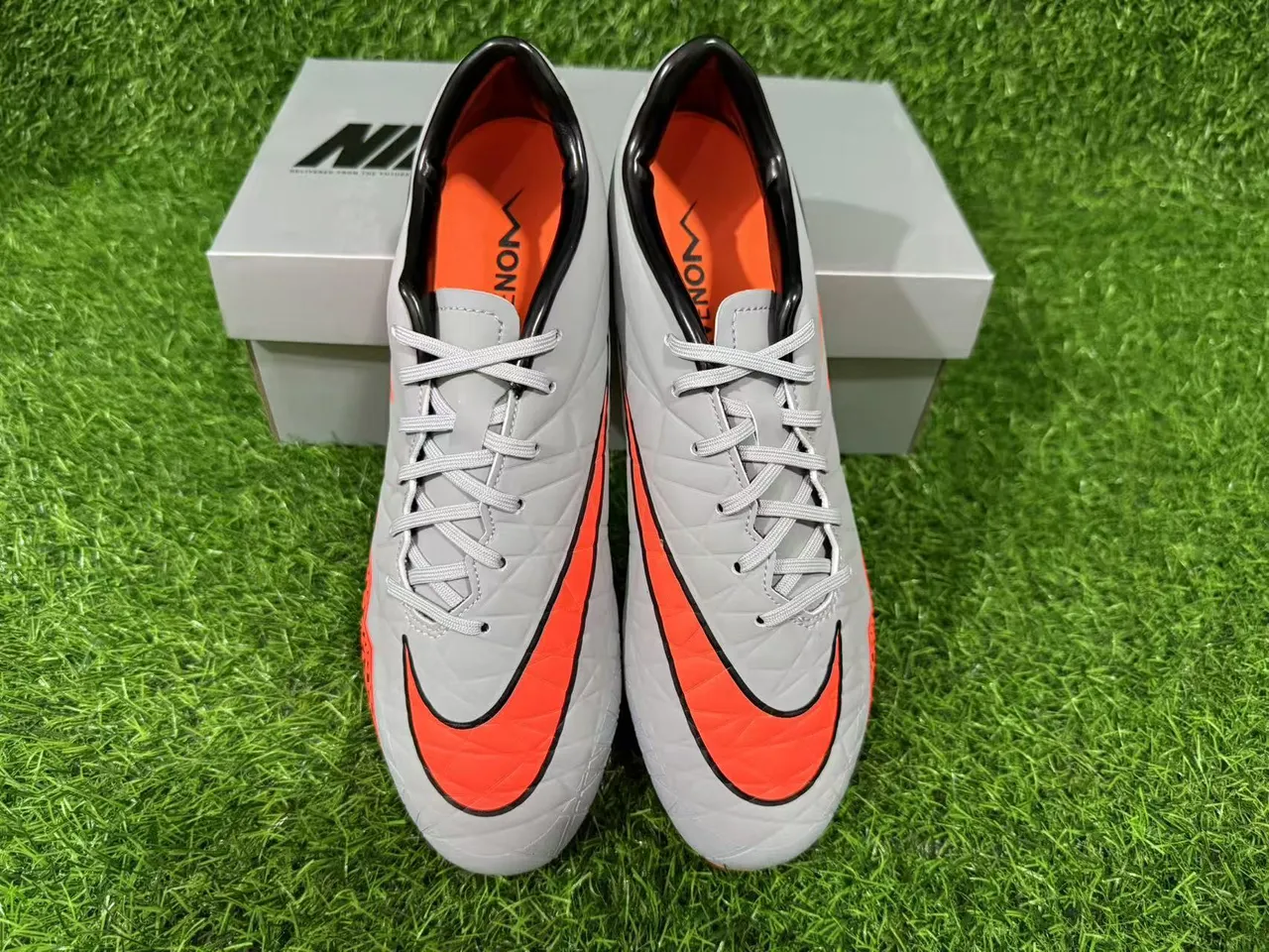 Nike Hypervenom Phantom Gray Orange Black Firm-Ground Soccer Shoes 5