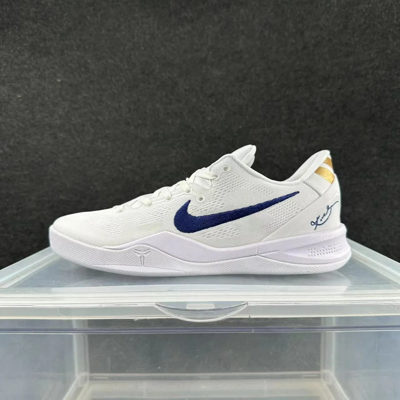 Nike Kobe 8 System White Royal Blue Gold Basketball Shoes 2