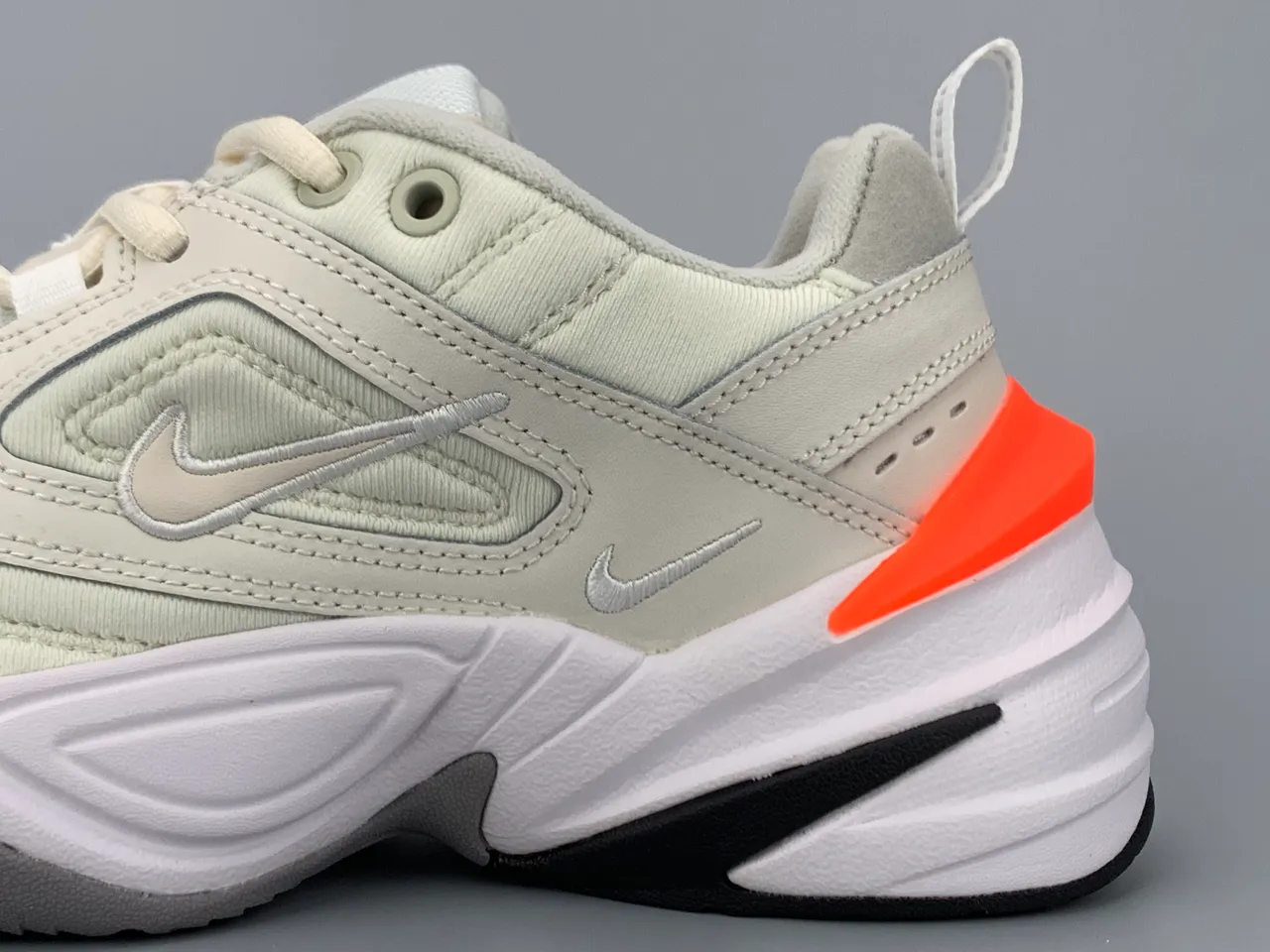 Nike M2K Tekno Beige Orange Layered Synthetic Overlays Sculpted Wavy Midsole Chunky Sneakers 6