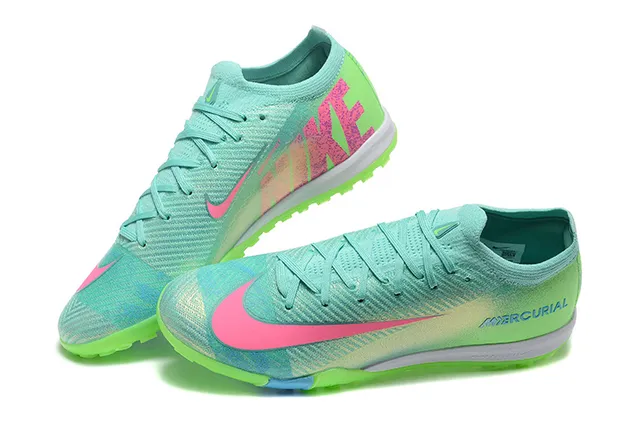 Nike Mercurial Vert Rose Flyknit Upper Iridescent Gradiente Gazon Synthétique Chaussures de Football 3