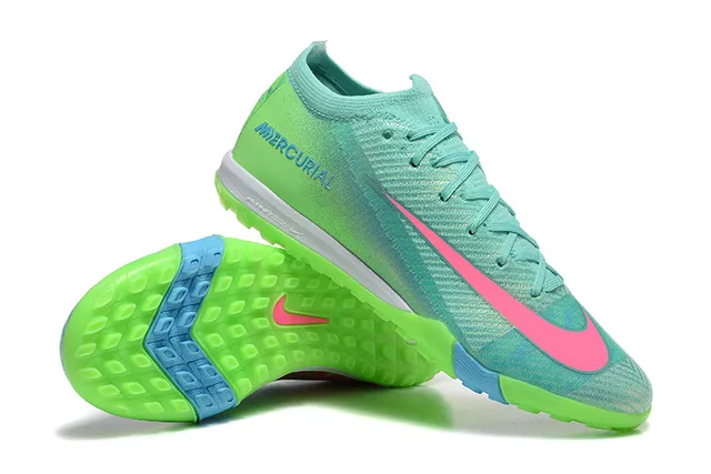 Nike Mercurial Vert Rose Flyknit Upper Iridescent Gradiente Gazon Synthétique Chaussures de Football 6