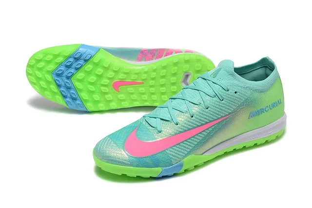 Nike Mercurial Vert Rose Flyknit Upper Iridescent Gradiente Gazon Synthétique Chaussures de Football 7