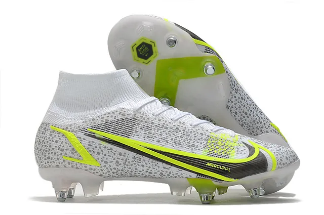 Nike Mercurial Alto Corte Azul Púrpura Verde Neón Césped firme Zapatos de fútbol 3