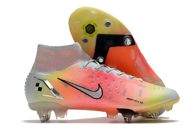 Nike Mercurial Alto Corte Azul Púrpura Verde Neón Césped firme Zapatos de fútbol 5