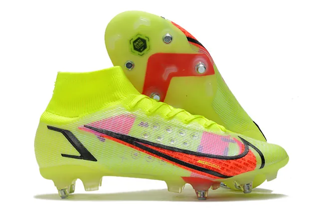 Nike Mercurial Alto Corte Azul Púrpura Verde Neón Césped firme Zapatos de fútbol 10