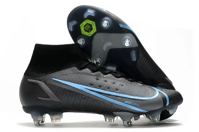 Nike Mercurial Alto Corte Azul Púrpura Verde Neón Césped firme Zapatos de fútbol 11