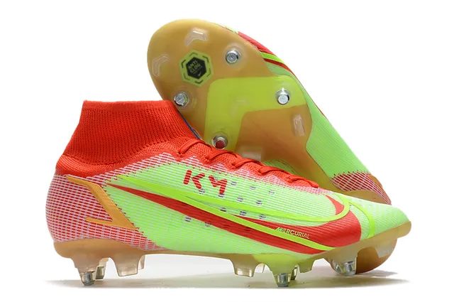 Nike Mercurial Alto Corte Azul Púrpura Verde Neón Césped firme Zapatos de fútbol 12