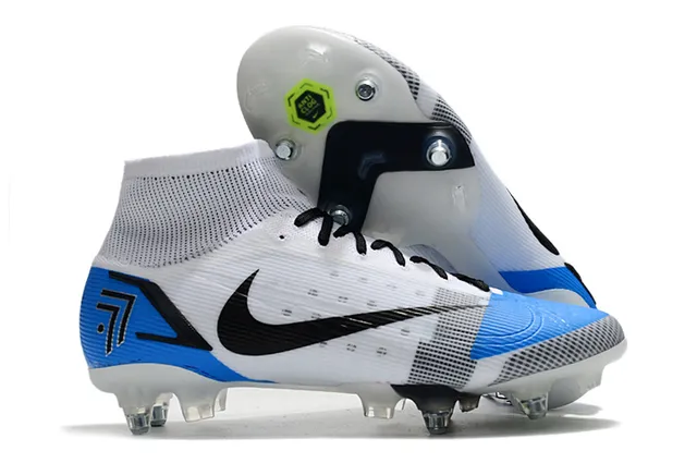 Nike Mercurial Alto Corte Azul Púrpura Verde Neón Césped firme Zapatos de fútbol 14