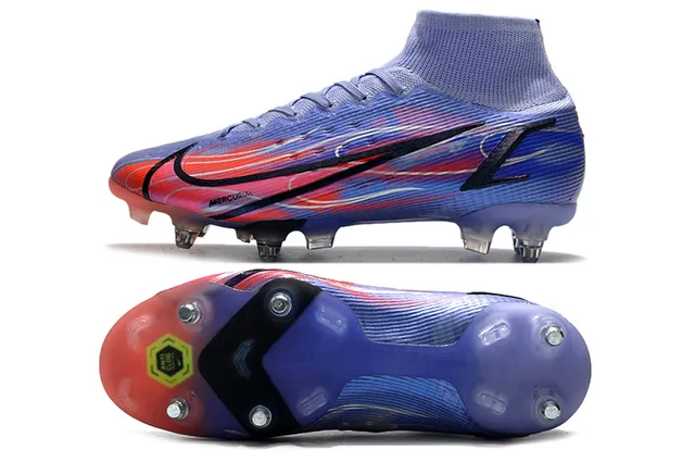 Nike Mercurial Alto Corte Azul Púrpura Verde Neón Césped firme Zapatos de fútbol 16