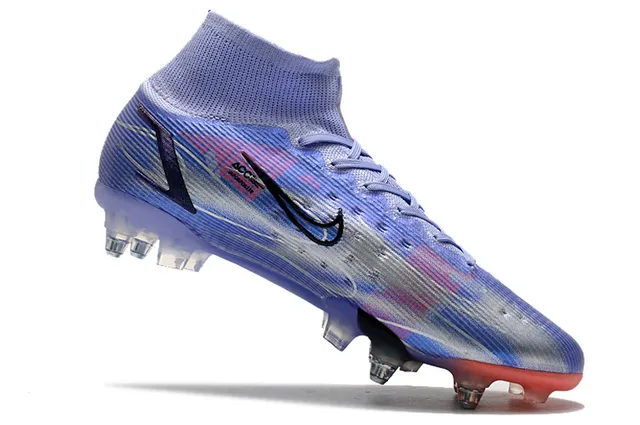 Nike Mercurial Alto Corte Azul Púrpura Verde Neón Césped firme Zapatos de fútbol 17