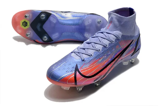 Nike Mercurial Alto Corte Azul Púrpura Verde Neón Césped firme Zapatos de fútbol 20