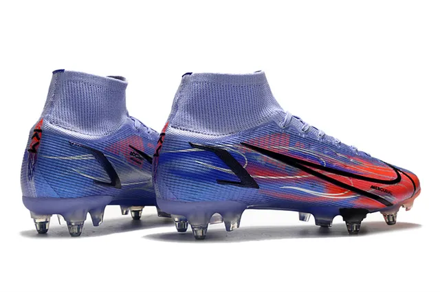 Nike Mercurial Alto Corte Azul Púrpura Verde Neón Césped firme Zapatos de fútbol 21