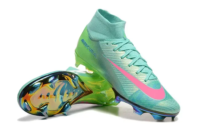 Nike Mercurial উঁচু কাটা ইরিডিসেন্ট টিল গ্রিন পিঙ্ক ফার্ম-গ্রাউন্ড ফুটবল জুতো 6