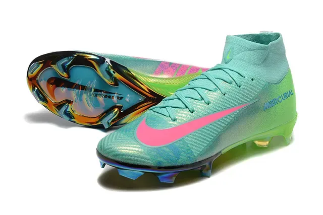 Nike Mercurial উঁচু কাটা ইরিডিসেন্ট টিল গ্রিন পিঙ্ক ফার্ম-গ্রাউন্ড ফুটবল জুতো 7