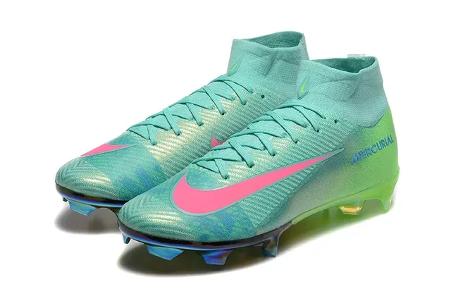 Nike Mercurial উঁচু কাটা ইরিডিসেন্ট টিল গ্রিন পিঙ্ক ফার্ম-গ্রাউন্ড ফুটবল জুতো 8