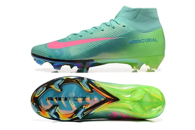 Nike Mercurial উঁচু কাটা ইরিডিসেন্ট টিল গ্রিন পিঙ্ক ফার্ম-গ্রাউন্ড ফুটবল জুতো 9
