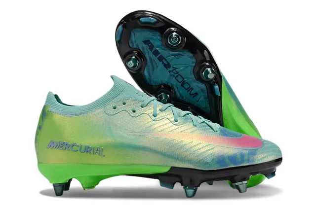 Nike Mercurial Multicolor Green Low-Cut Knit Upper Iridescent Gradient Finish Firm-Ground Soccer Shoes 1
